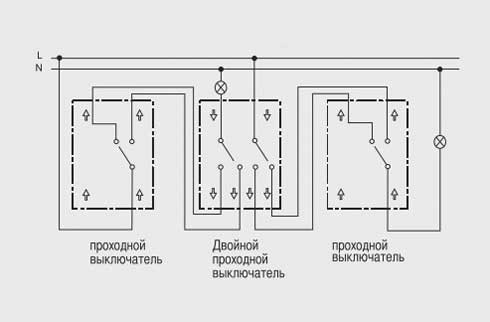 Двойной проходной схема подключения на 2 точки