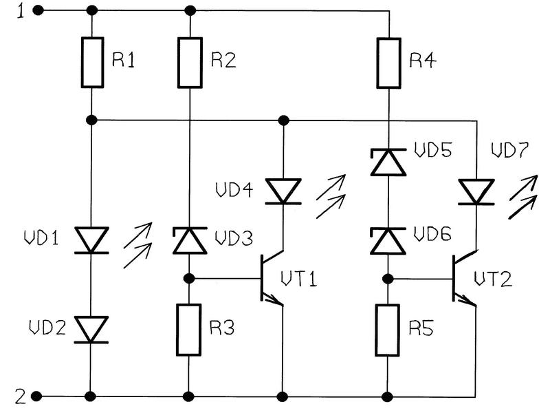 Индикатор напряжения на светодиодах схема