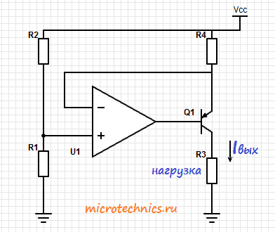 Источник тока на оу схема