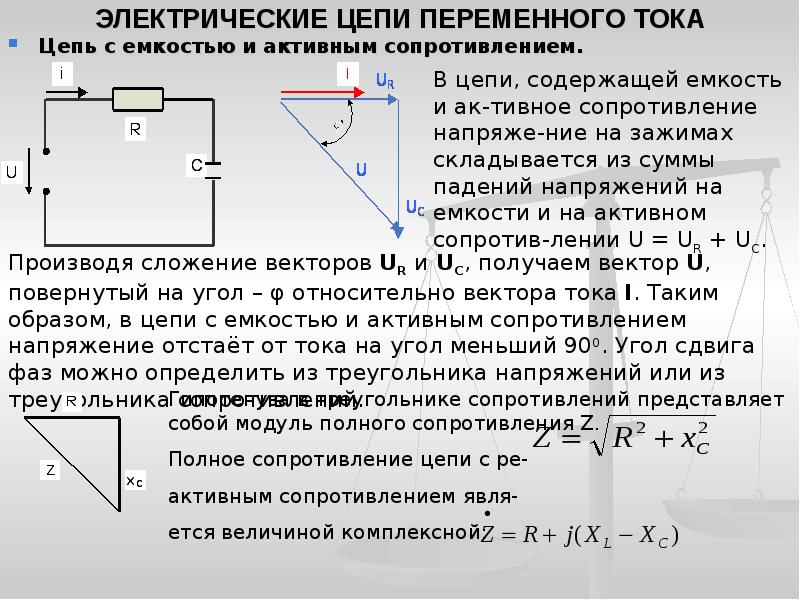 Цепь с активным сопротивлением схема