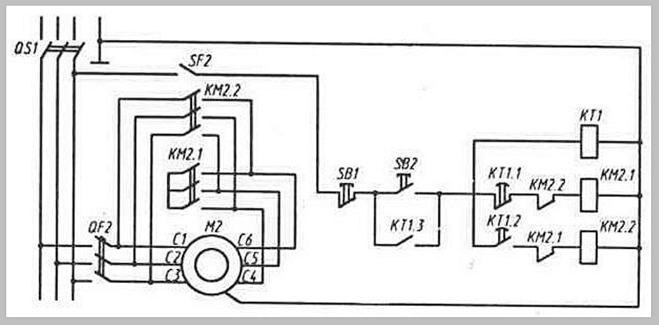Схема электрическая принципиальная пуск двигателя звезда треугольник