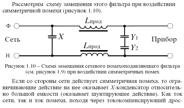 Фильтр синфазных помех схема