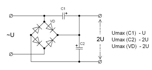 Выпрямитель с удвоением напряжения схема