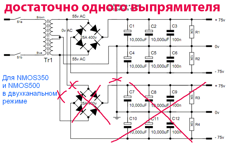 Двухполярный блок питания из однополярного схема