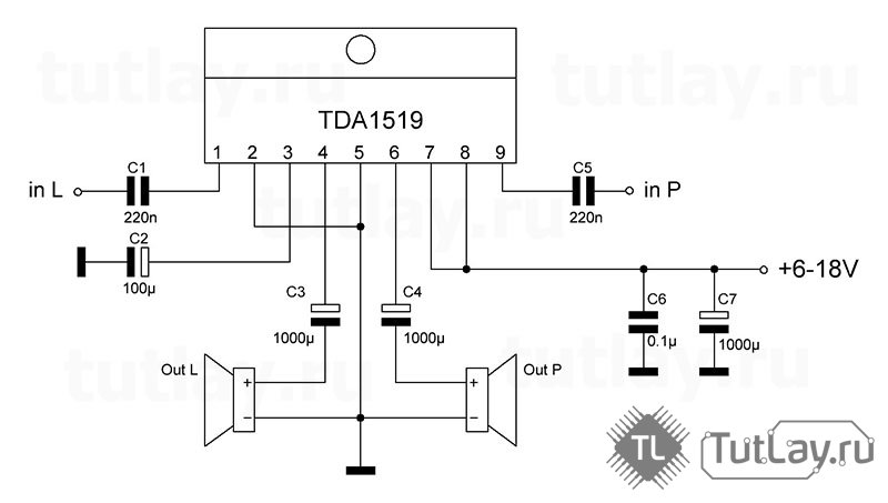 Tda1514a схема включения