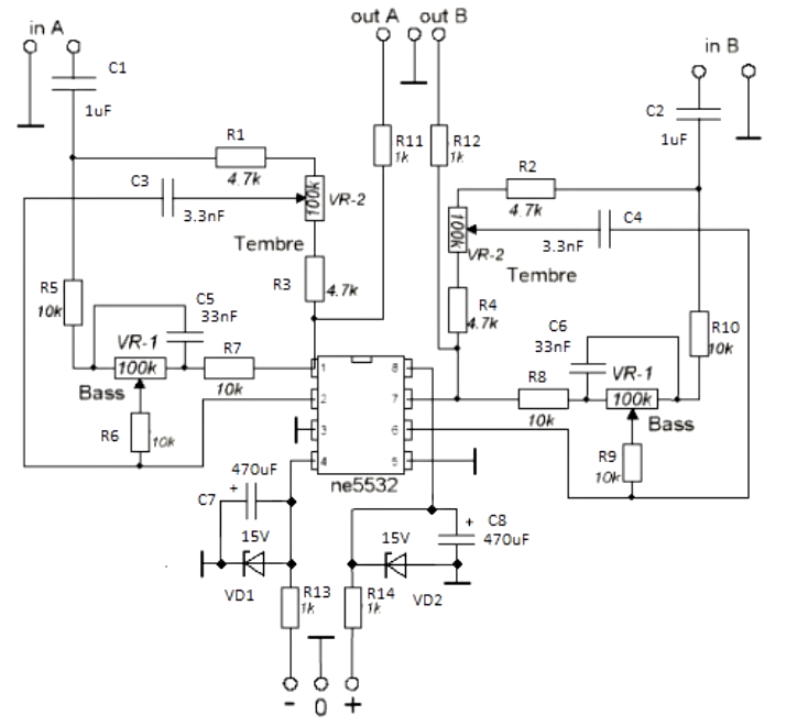 Темброблок на ne5532 схема