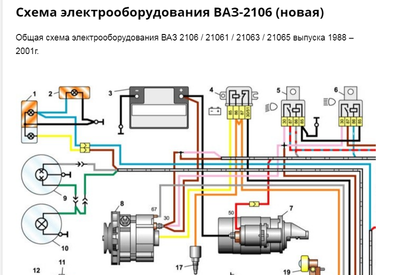 Схема проводки ваз 2106 карбюратор