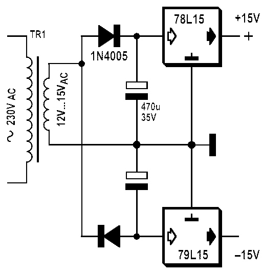 Двухполярный блок питания из однополярного схема