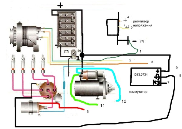Схема генератор аккумулятор стартер