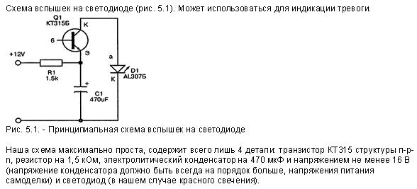 Плавно мигающий светодиод схема