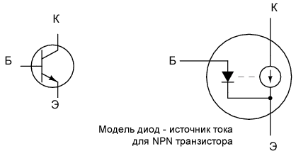 Модель транзистора на основе источника тока