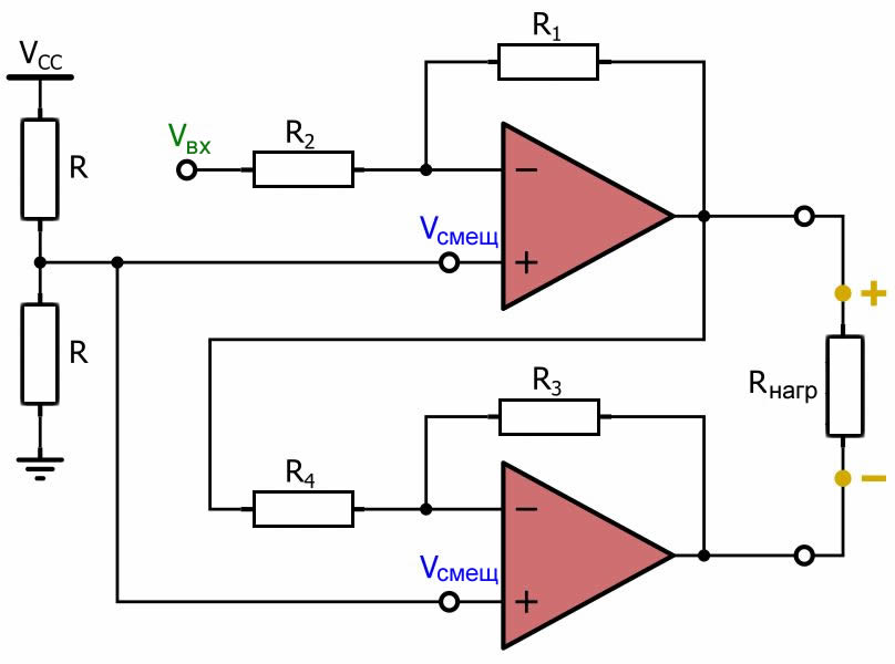 Дифференциальная схема включения операционного усилителя