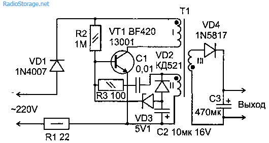 Схемы зарядных устройств для сотовых телефонов на двух транзисторах