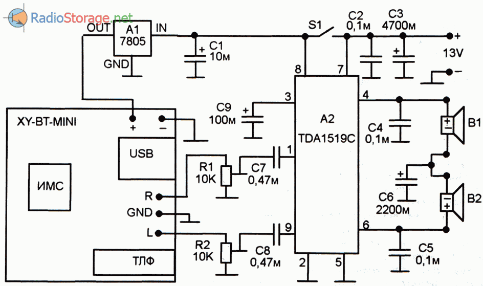 Tda1517 схема включения