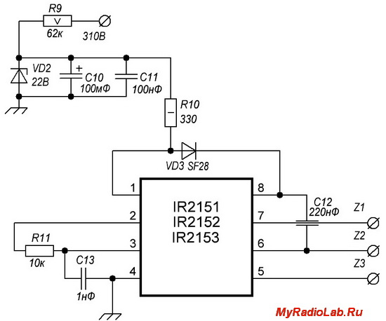 Микросхема ir2153 схема включения