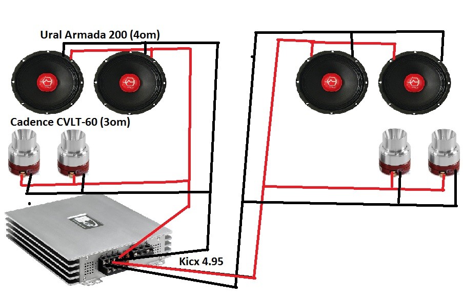 Как подключить две пары. Схема подключения динамиков к усилителю 2 канальному усилителю. Схема подключения 4 канального усилителя к динамикам. Схема подключения динамиков к усилителю 4 канальному усилителю. Схема подключения 4 динамиков на 4 канальный усилитель.