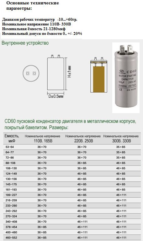 Схема подбора конденсатора для электродвигателя