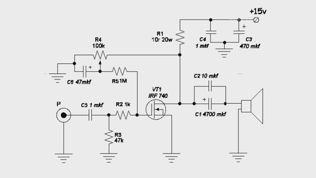 Схема усилителя звука на полевом транзисторе
