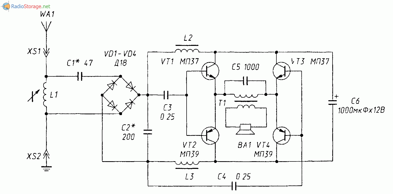 Детекторный радиоприемник схема с обозначениями