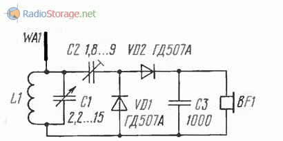 Принципиальная схема простейшего детекторного УКВ приемника