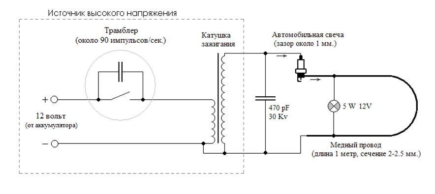 Схема эл удочки из катушки зажигания