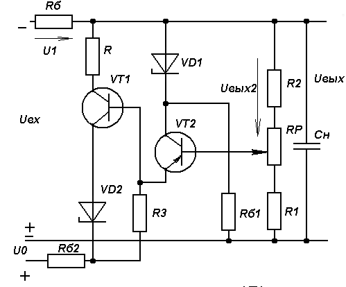 Схема параметрического стабилизатора напряжения