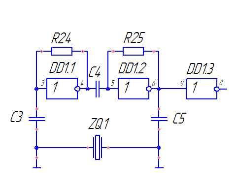 Кварцевый генератор на логических элементах схема