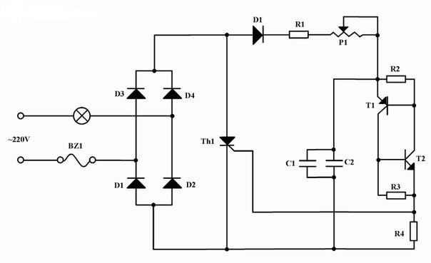 Схема простого регулятора напряжения по первичной обмотке — D2 E8 F0