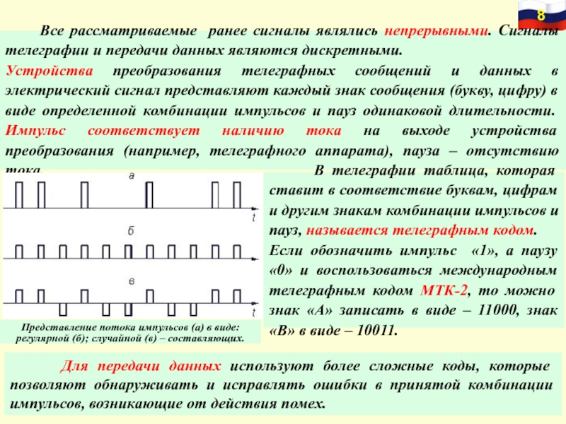 Непрерывный сигнал принимает конечное число значений