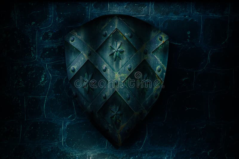 Aged medieval shield royalty free stock photo
