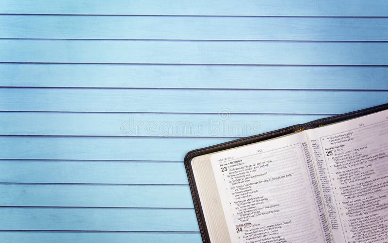 Bible on a Wooden Table Set out for a Personal Bible Study stock photos
