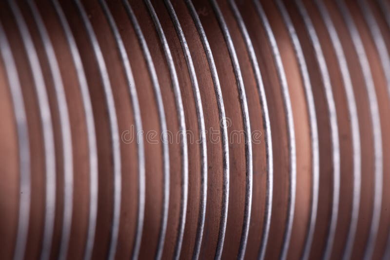 Close-up flat copper twisted plates at the factory. For the manufacture of powerful professional equipment for ships and aircraft construction. Concept of large royalty free stock photos