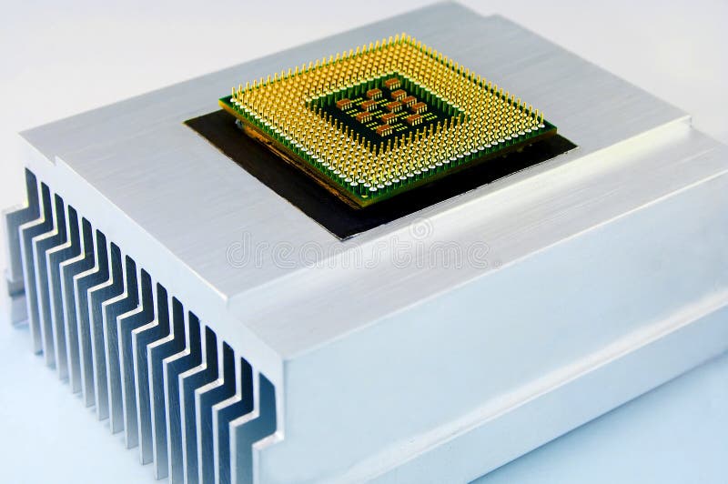 CPU. With metal cooler on white background royalty free stock photography