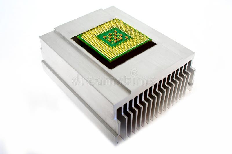 CPU. With metal cooler on white background royalty free stock images