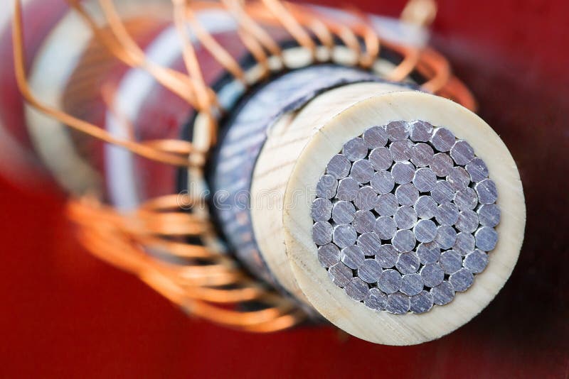 Cross section of Electrical aluminum cable royalty free stock image
