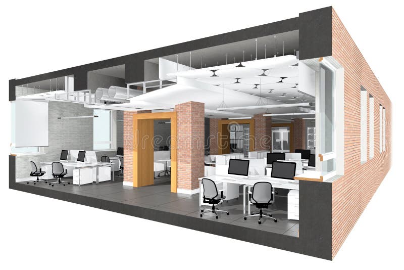 Cross section of the office space stock image