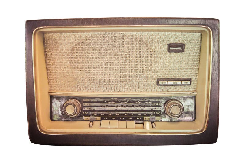 The Old retro classic radio from 1950-1960 and the years. isolated white background royalty free stock photography