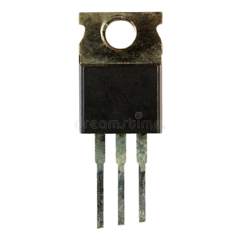 Powerful transistor close-up isolated on white background. Electronic components royalty free stock photography