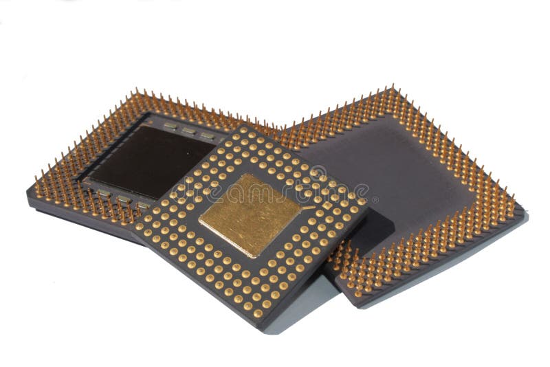 Processors. Close view of Computer CPU. Processors on white background royalty free stock photos