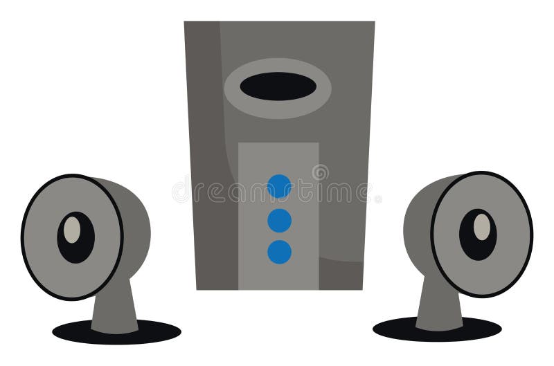 Speaker sound system with subwoofer and control pod vector or color illustration stock illustration
