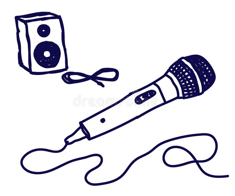 Microphone and subwoofer on a white background. Sketch. Vector vector illustration