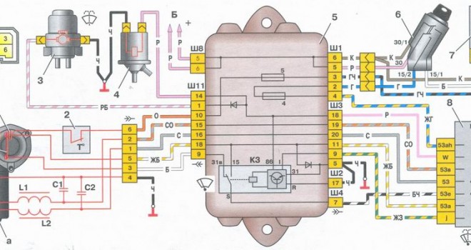 Схема подключения стеклоочистителя газель