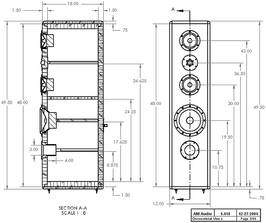 Короб для колонки 16 см чертеж