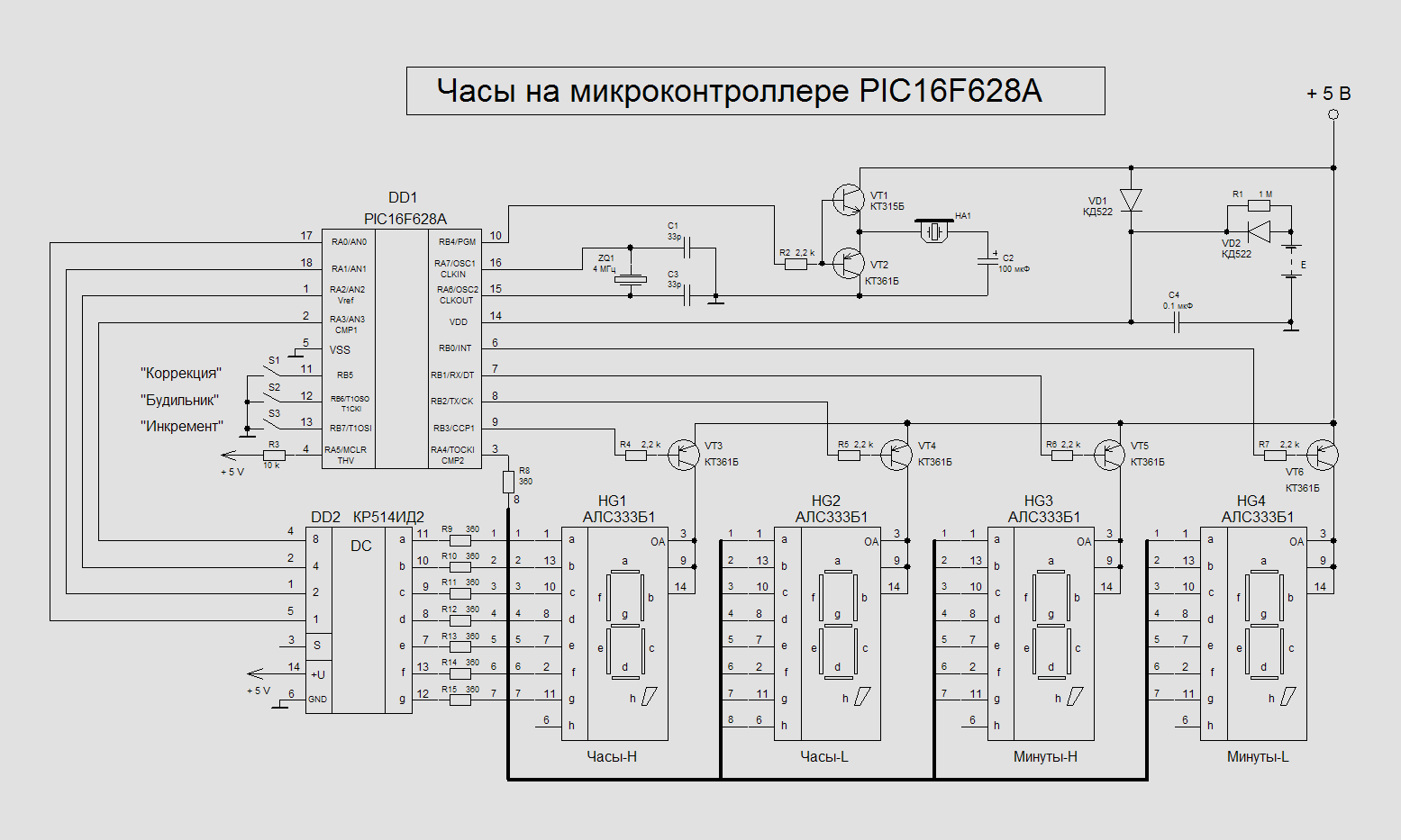 Структурная схема электронных часов