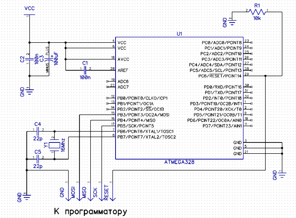 Микроконтроллер atmega328 схема