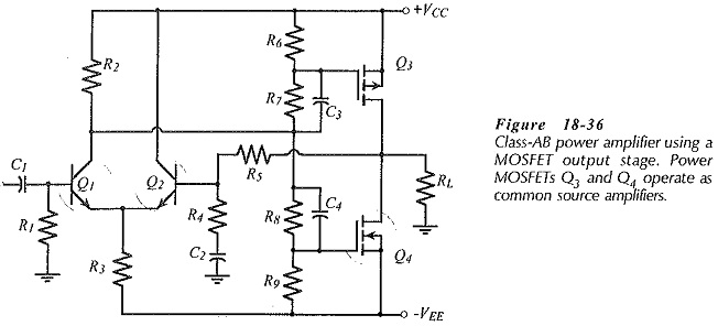 Complementary MOSFET Common Source Power Amplifier