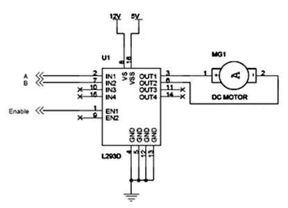 DC motor interfaced with L293D microcontroller