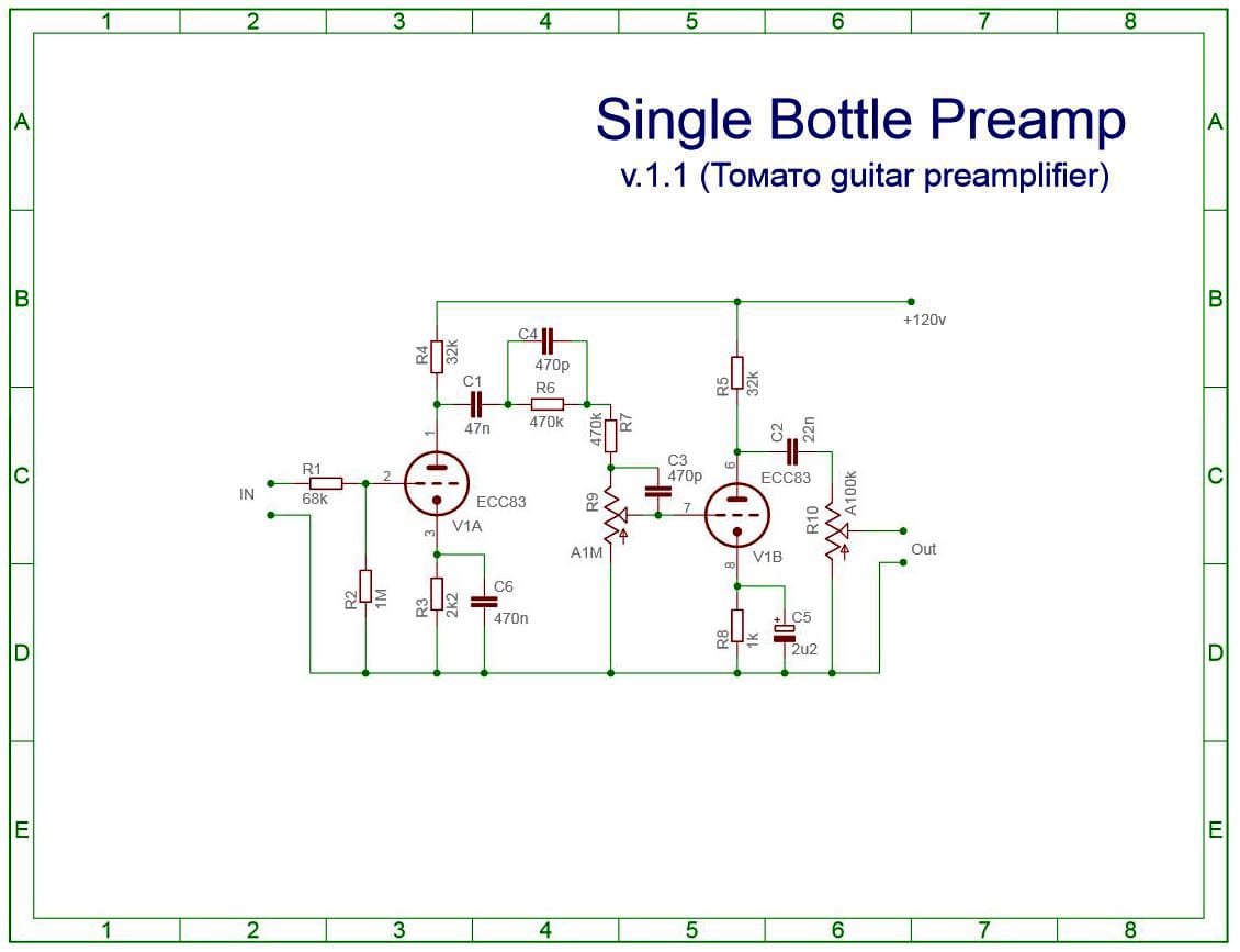 Преамп для гитары схема