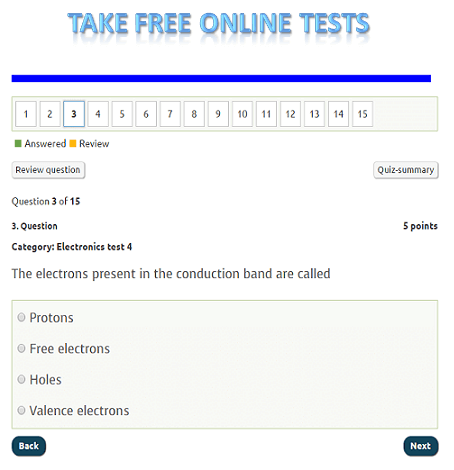 Take free online tests on electronics, computers, and physics