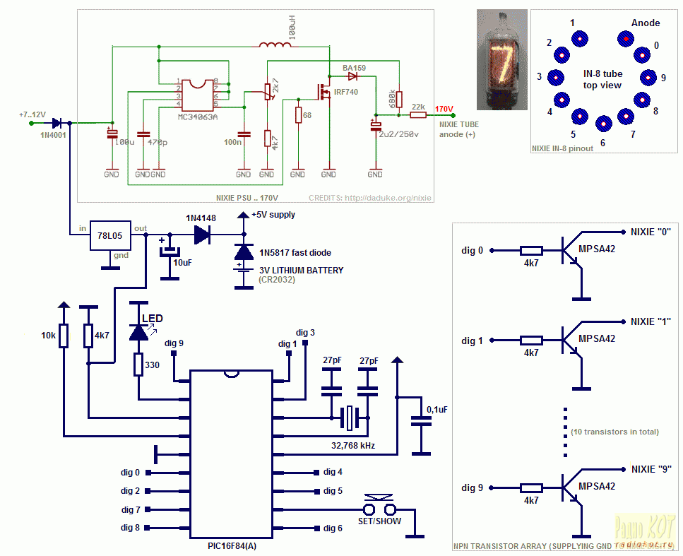 Часы на ин14 схема